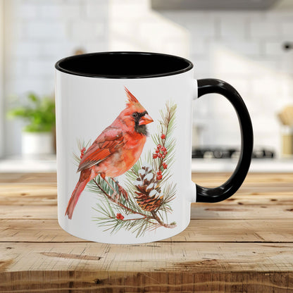 Red Cardinal on Snowy Evergreen Mug (11/15oz)