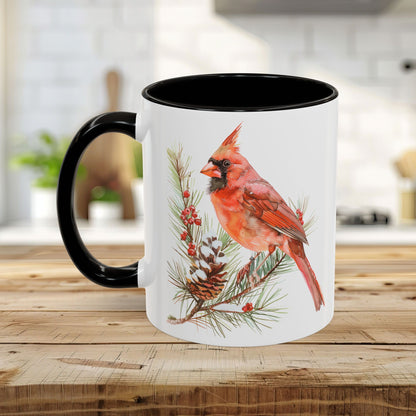 Red Cardinal on Snowy Evergreen Mug (11/15oz)