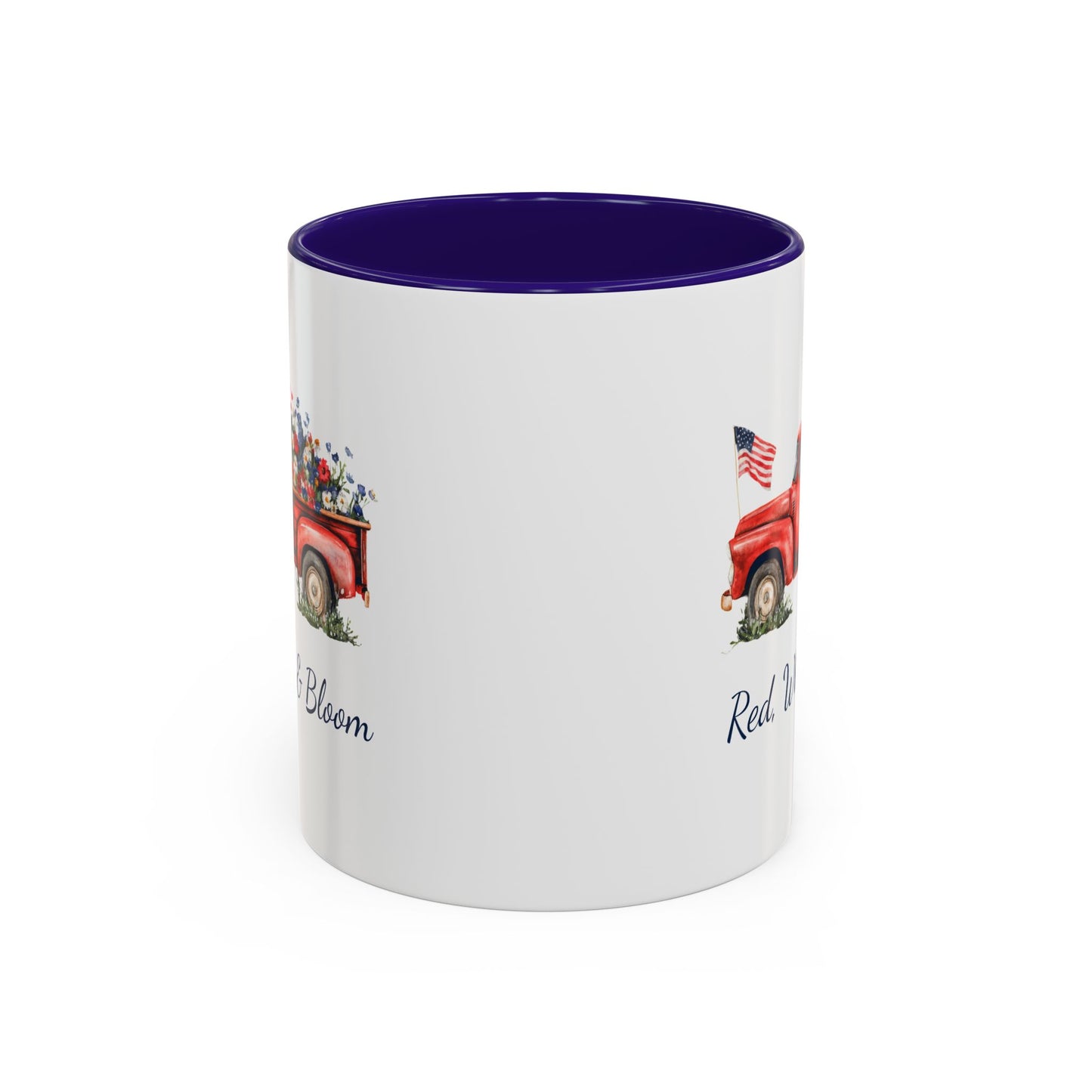 Red, White & Bloom Mug — Patriotic Floral Pickup Truck  (11/15oz)