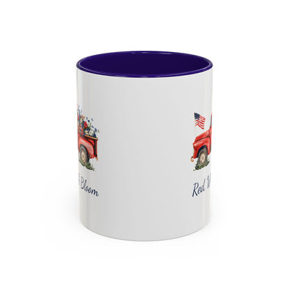 Red, White & Bloom Mug — Patriotic Floral Pickup Truck  (11/15oz)