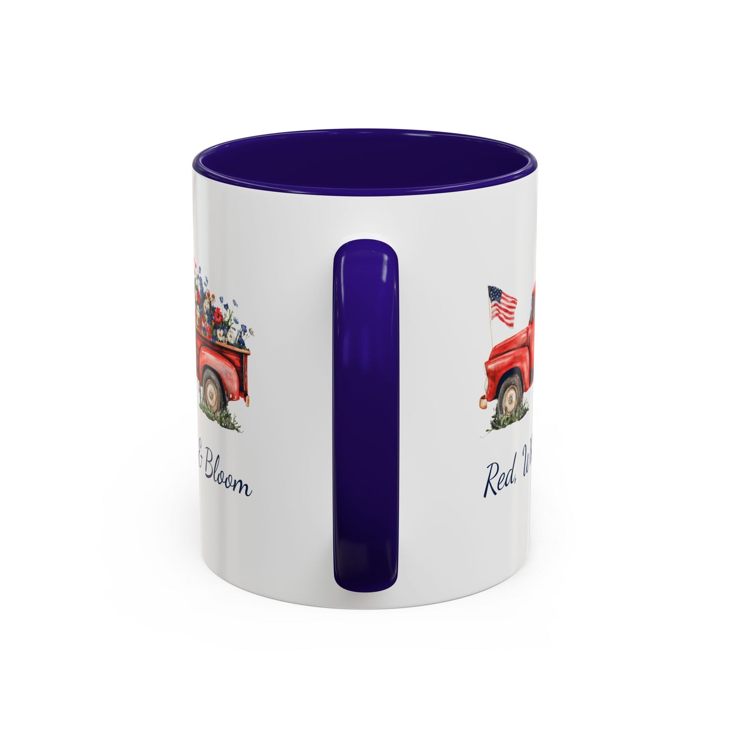 Red, White & Bloom Mug — Patriotic Floral Pickup Truck  (11/15oz)