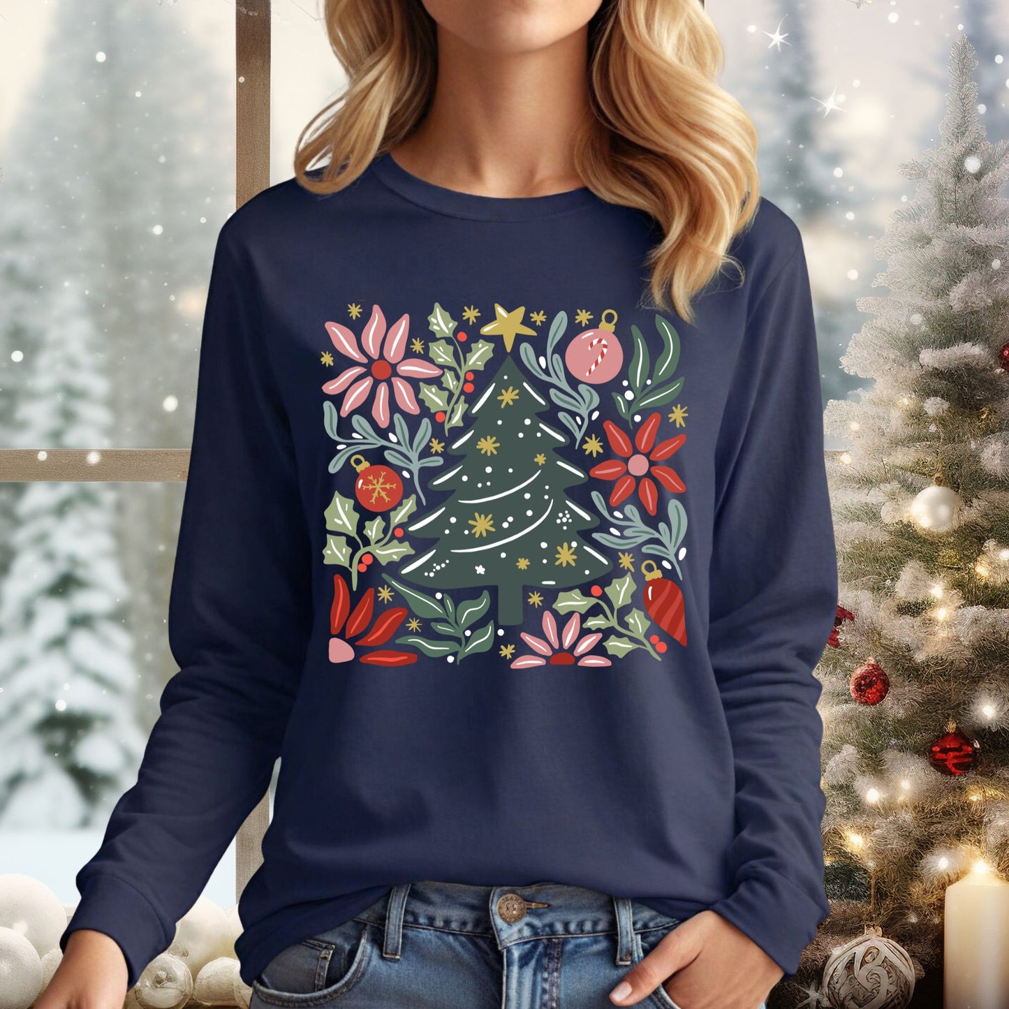 Retro Holiday Joy Long Sleeve Tee