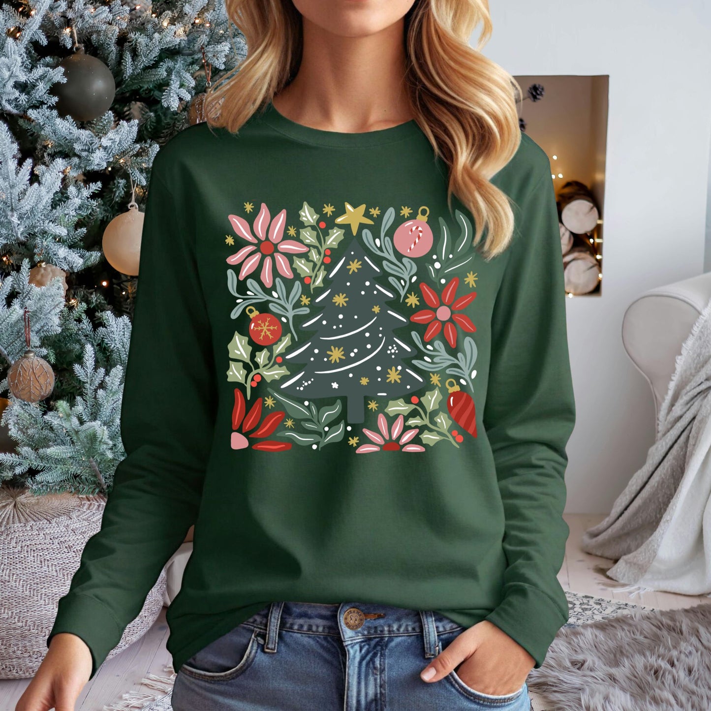 Retro Holiday Joy Long Sleeve Tee