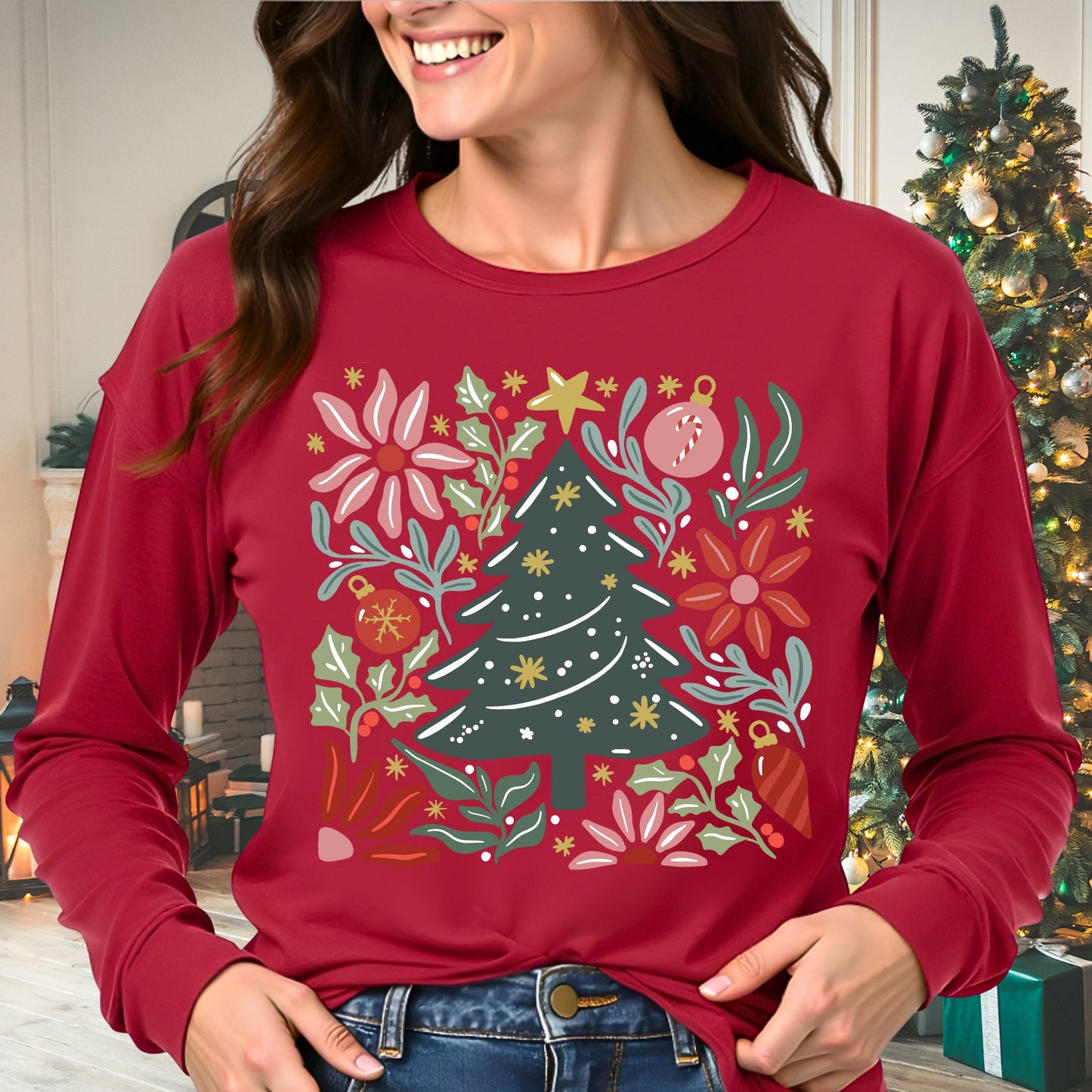 Retro Holiday Joy Long Sleeve Tee