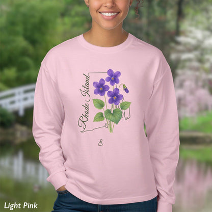 Rhode Island State Flower Long Sleeve Tee — Common Violet