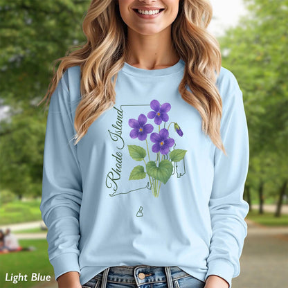 Rhode Island State Flower Long Sleeve Tee — Common Violet