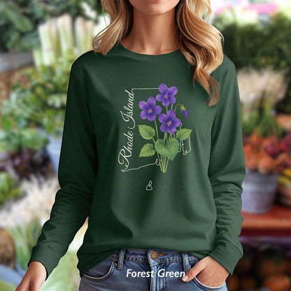 Rhode Island State Flower Long Sleeve Tee — Common Violet