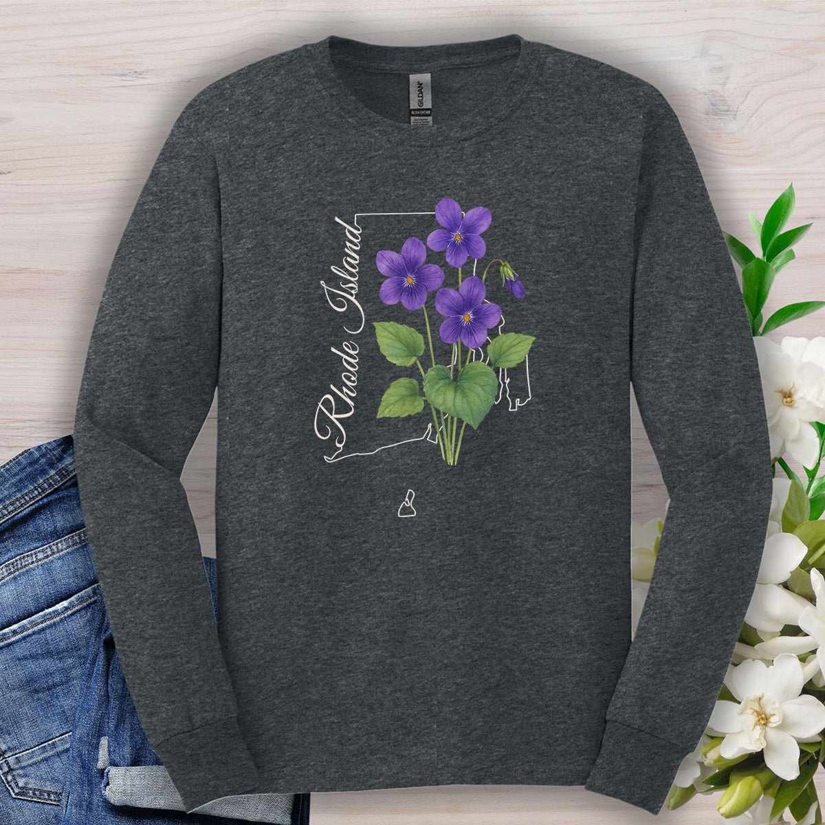 Rhode Island State Flower Long Sleeve Tee — Common Violet