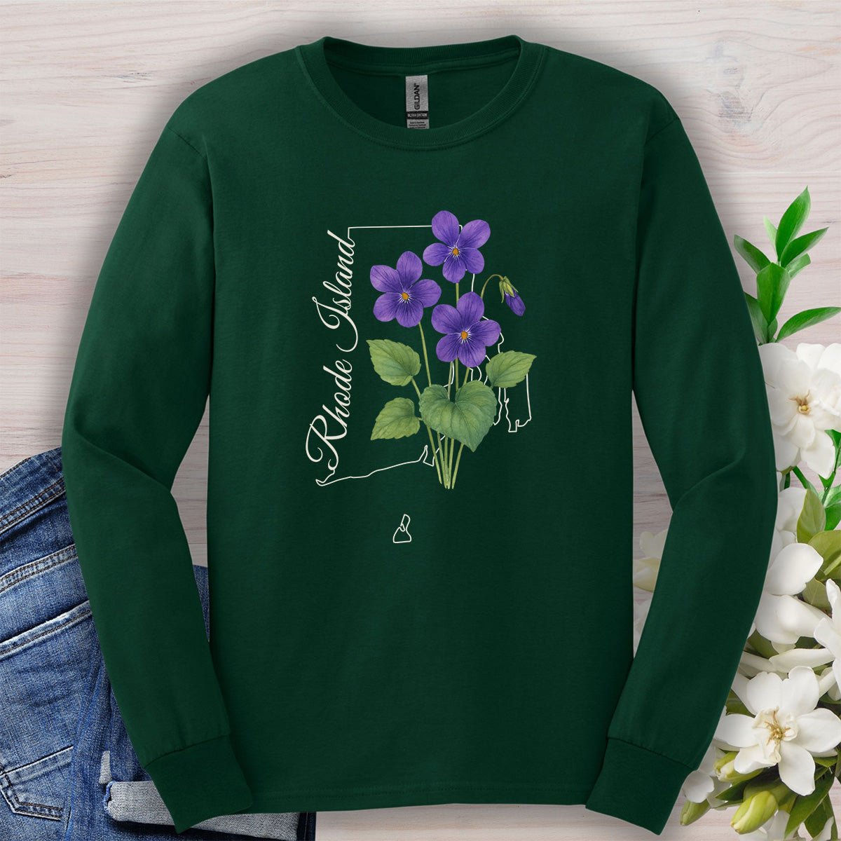 Rhode Island State Flower Long Sleeve Tee — Common Violet