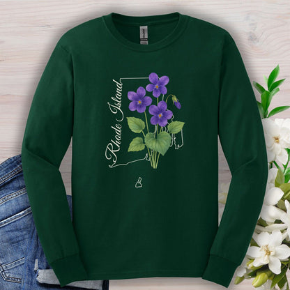 Rhode Island State Flower Long Sleeve Tee — Common Violet
