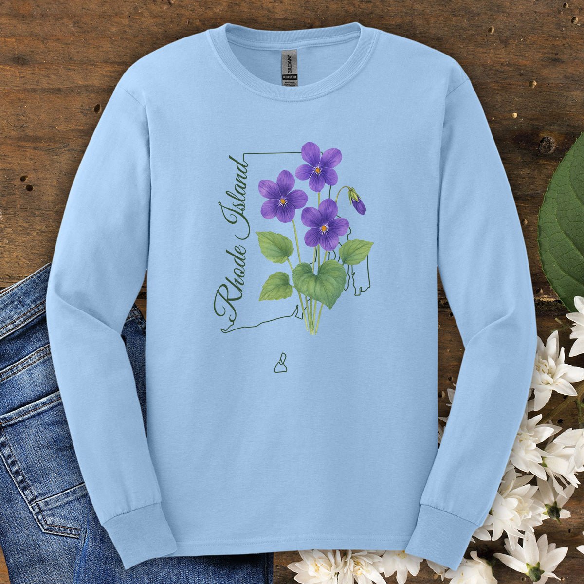 Rhode Island State Flower Long Sleeve Tee — Common Violet