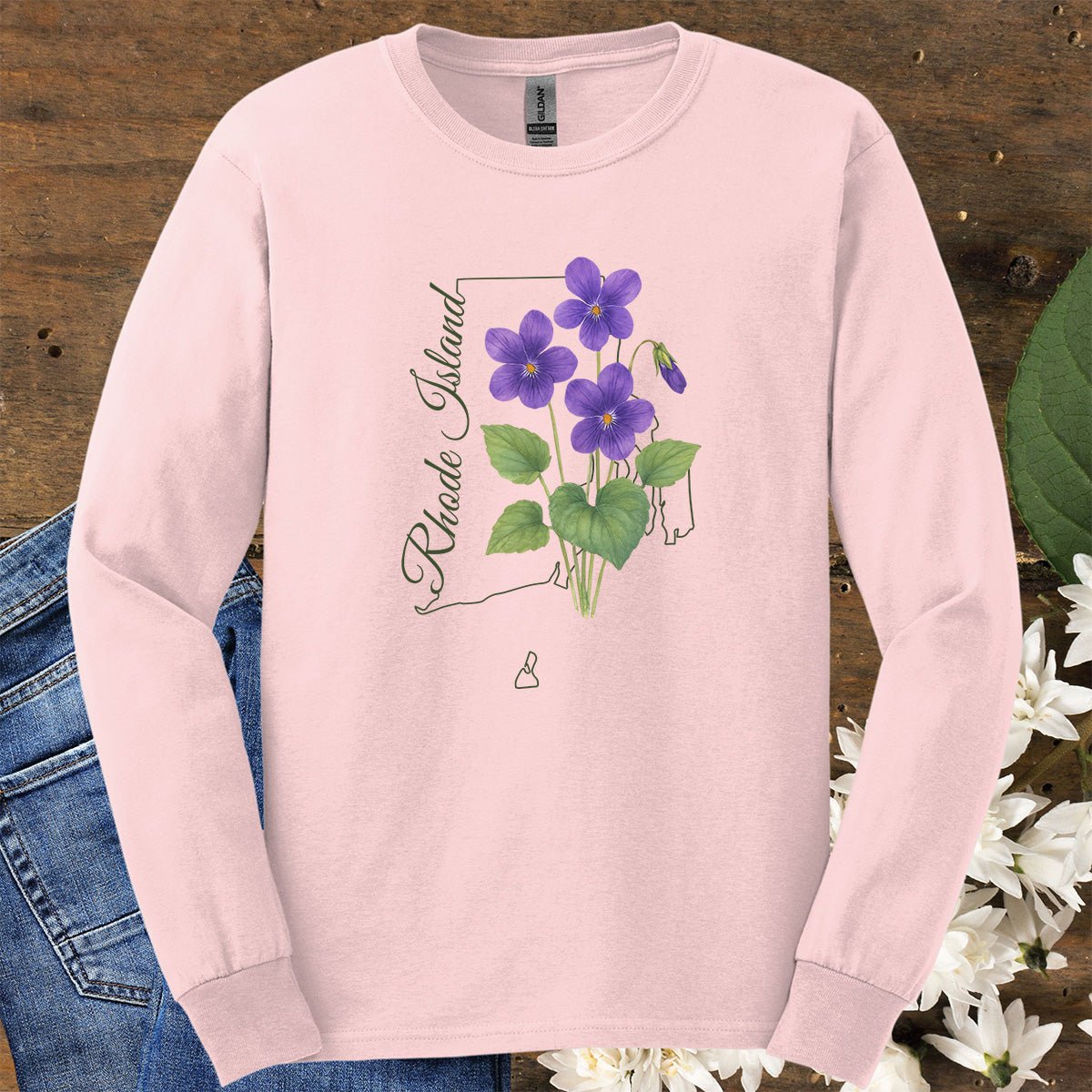 Rhode Island State Flower Long Sleeve Tee — Common Violet