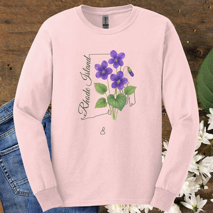 Rhode Island State Flower Long Sleeve Tee — Common Violet