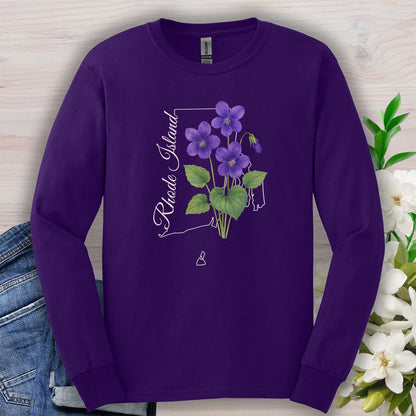 Rhode Island State Flower Long Sleeve Tee — Common Violet