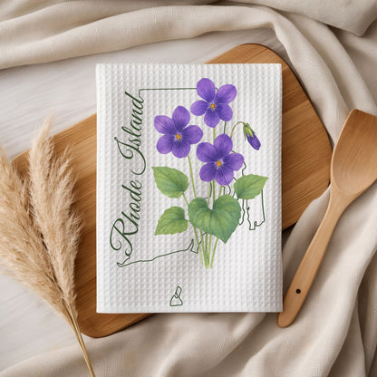 Rhode Island State Flower Tea Towel - Common Violet