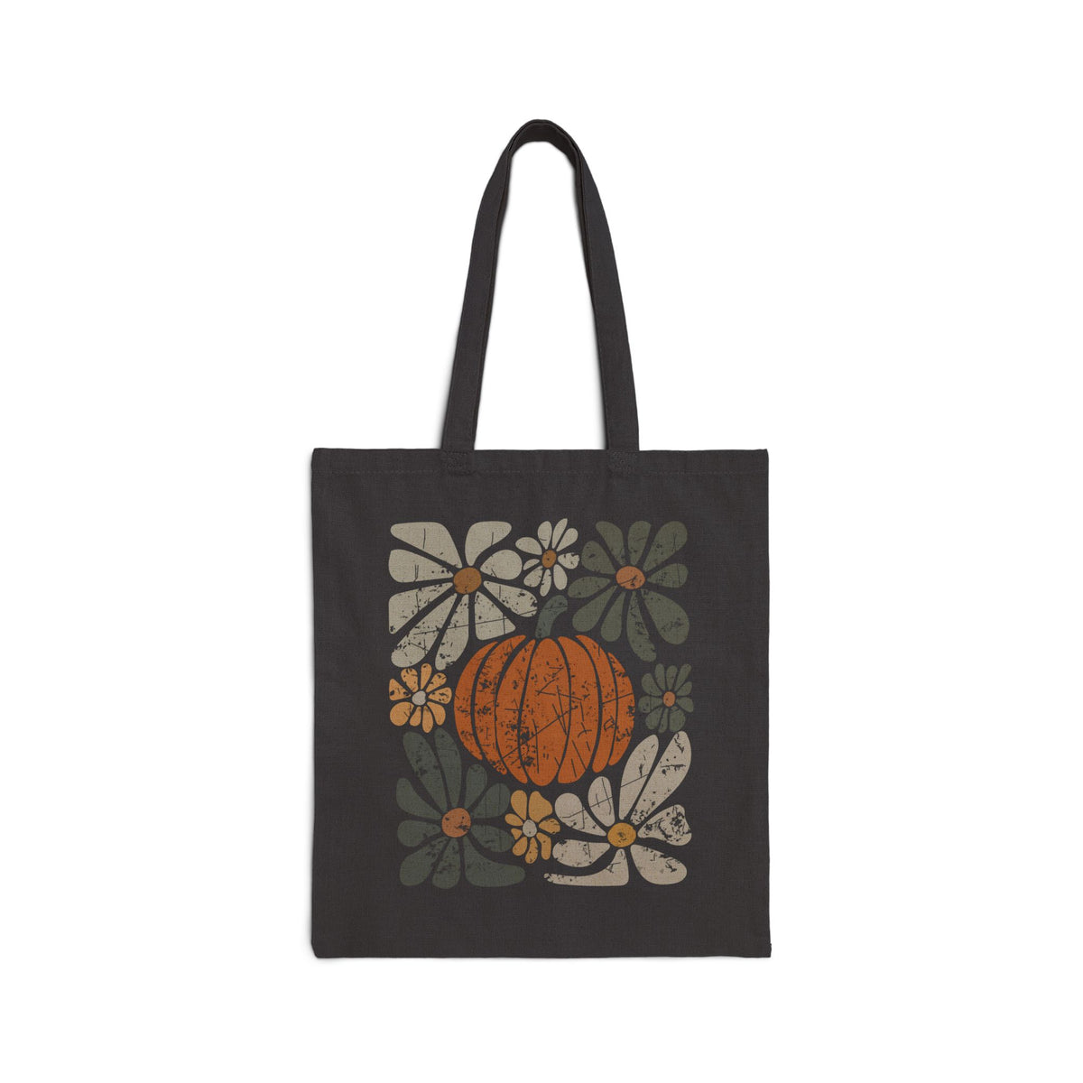 Rustic Autumn Floral Pumpkin Tote Bag