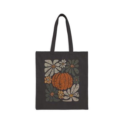 Rustic Autumn Floral Pumpkin Tote Bag
