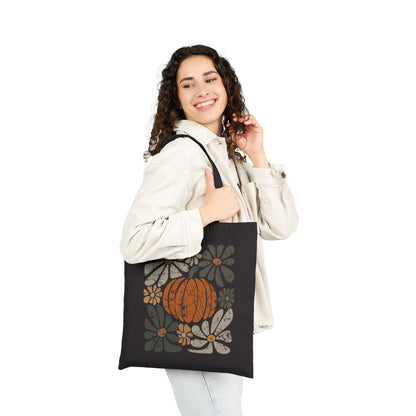 Rustic Autumn Floral Pumpkin Tote Bag