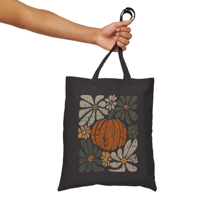 Rustic Autumn Floral Pumpkin Tote Bag
