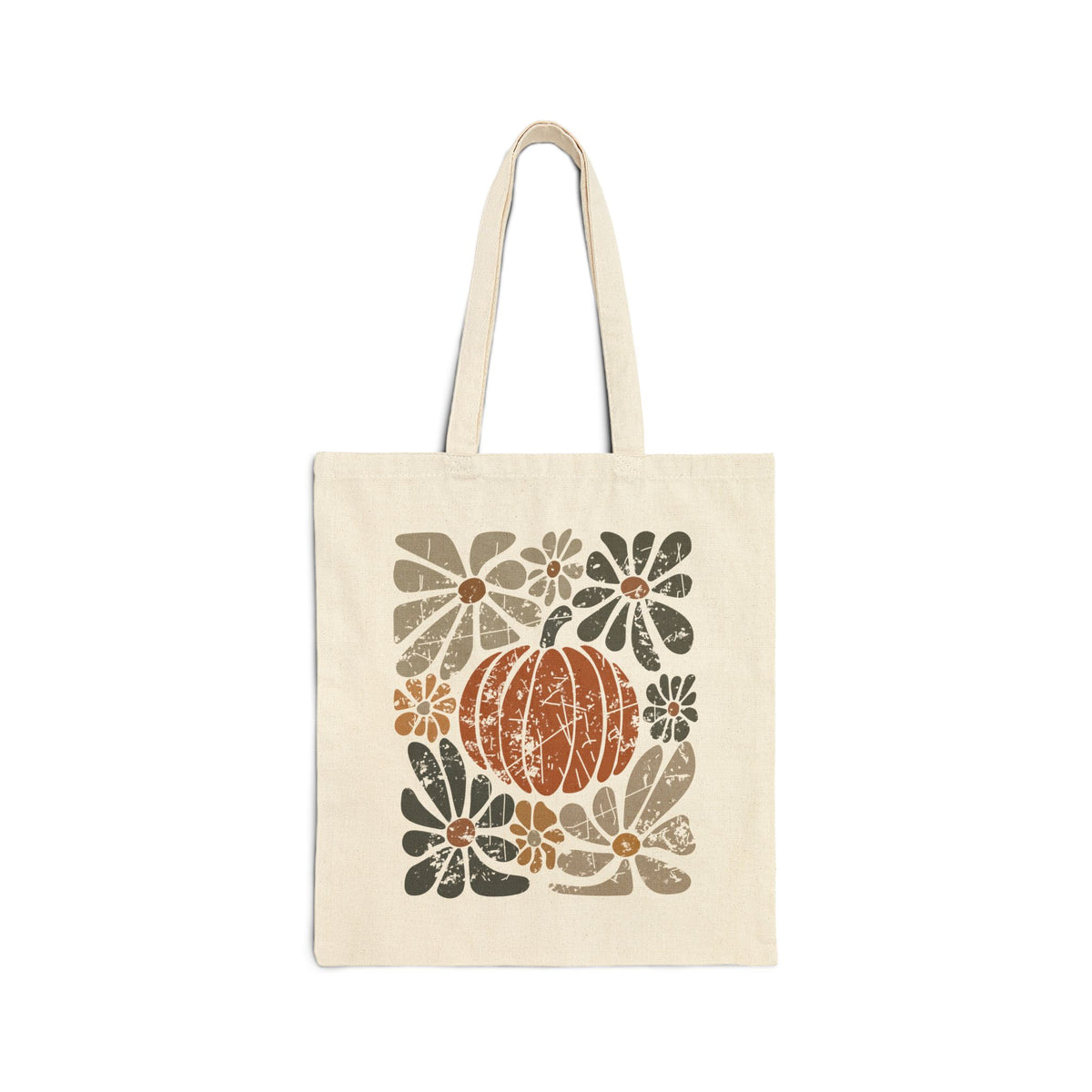 Rustic Autumn Floral Pumpkin Tote Bag