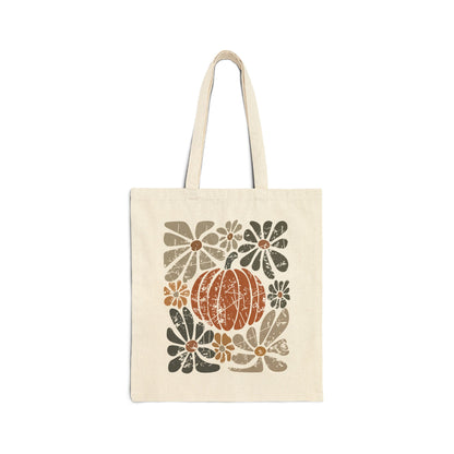 Rustic Autumn Floral Pumpkin Tote Bag