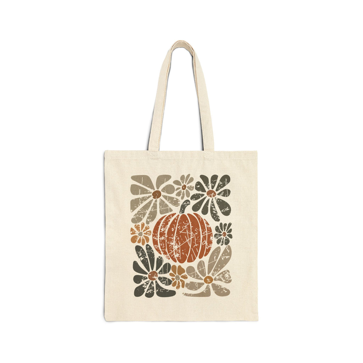 Rustic Autumn Floral Pumpkin Tote Bag
