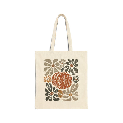 Rustic Autumn Floral Pumpkin Tote Bag