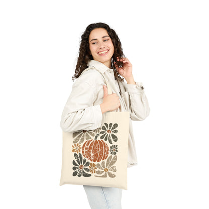 Rustic Autumn Floral Pumpkin Tote Bag