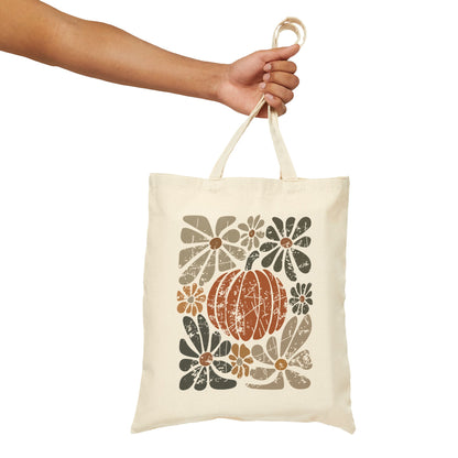 Rustic Autumn Floral Pumpkin Tote Bag