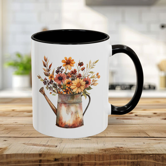 Rustic Autumn Floral Watering Can Mug (11/15oz)