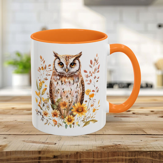 Rustic Autumn Owl Floral Mug (11/15oz)