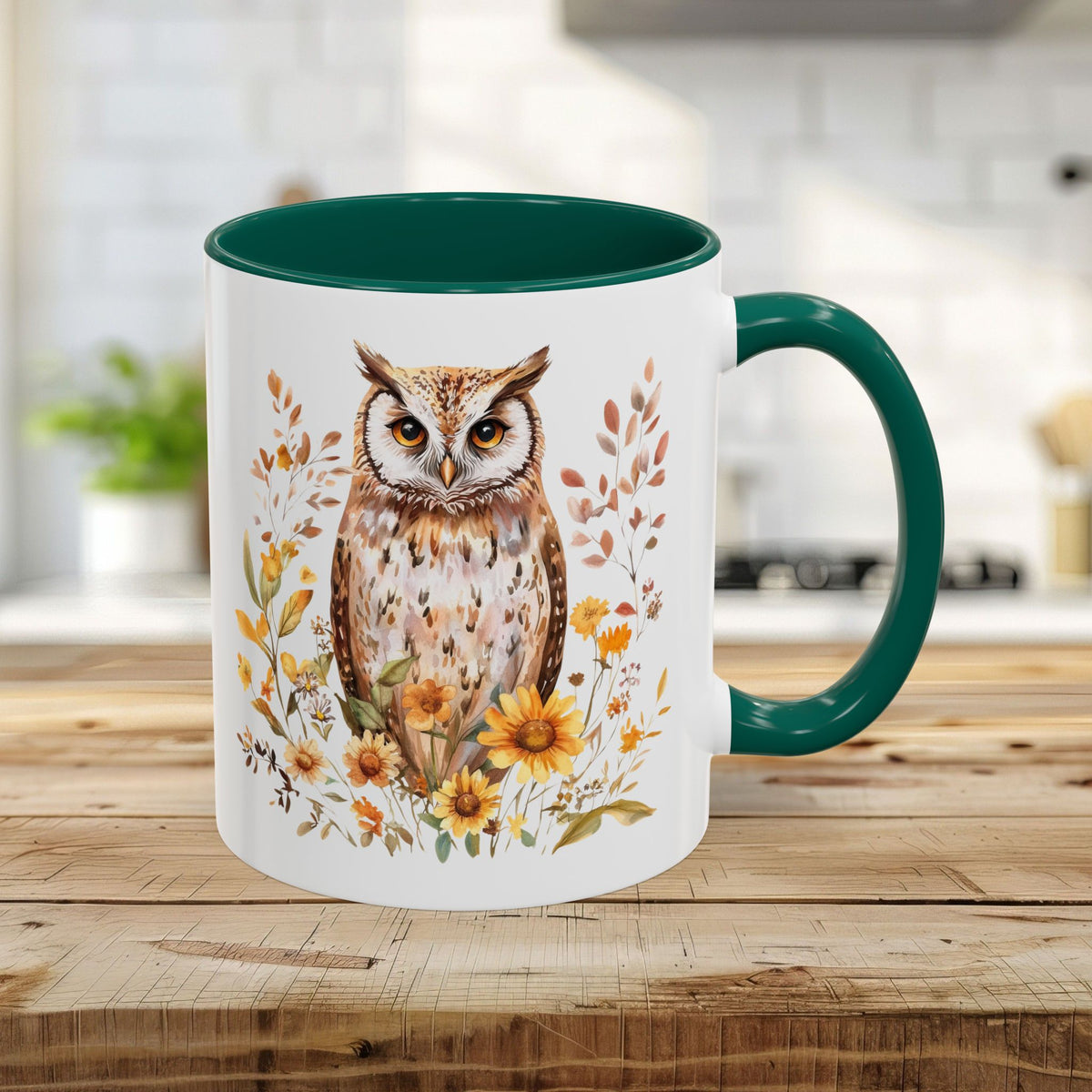 Rustic Autumn Owl Floral Mug (11/15oz)