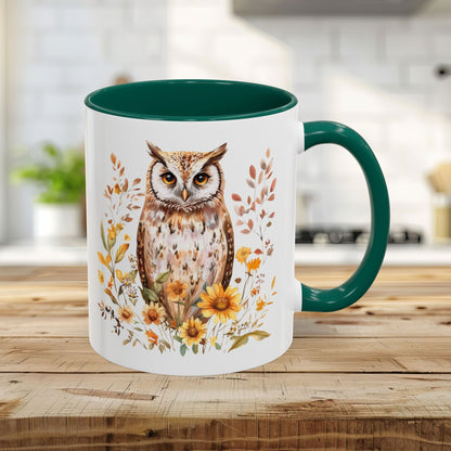 Rustic Autumn Owl Floral Mug (11/15oz)