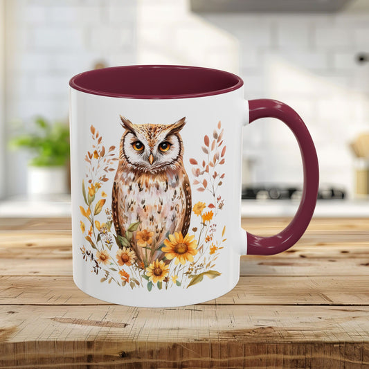 Rustic Autumn Owl Floral Mug (11/15oz)
