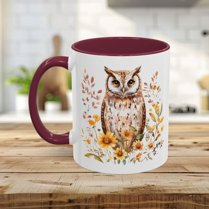 Rustic Autumn Owl Floral Mug (11/15oz)