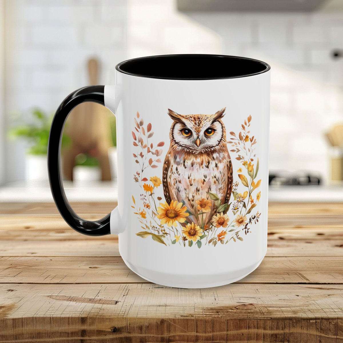 Rustic Autumn Owl Floral Mug (11/15oz)