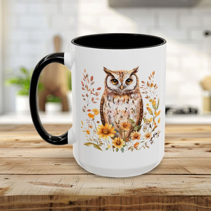 Rustic Autumn Owl Floral Mug (11/15oz)