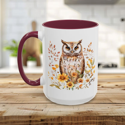 Rustic Autumn Owl Floral Mug (11/15oz)