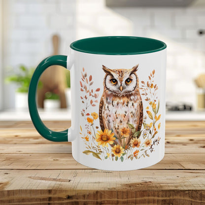 Rustic Autumn Owl Floral Mug (11/15oz)