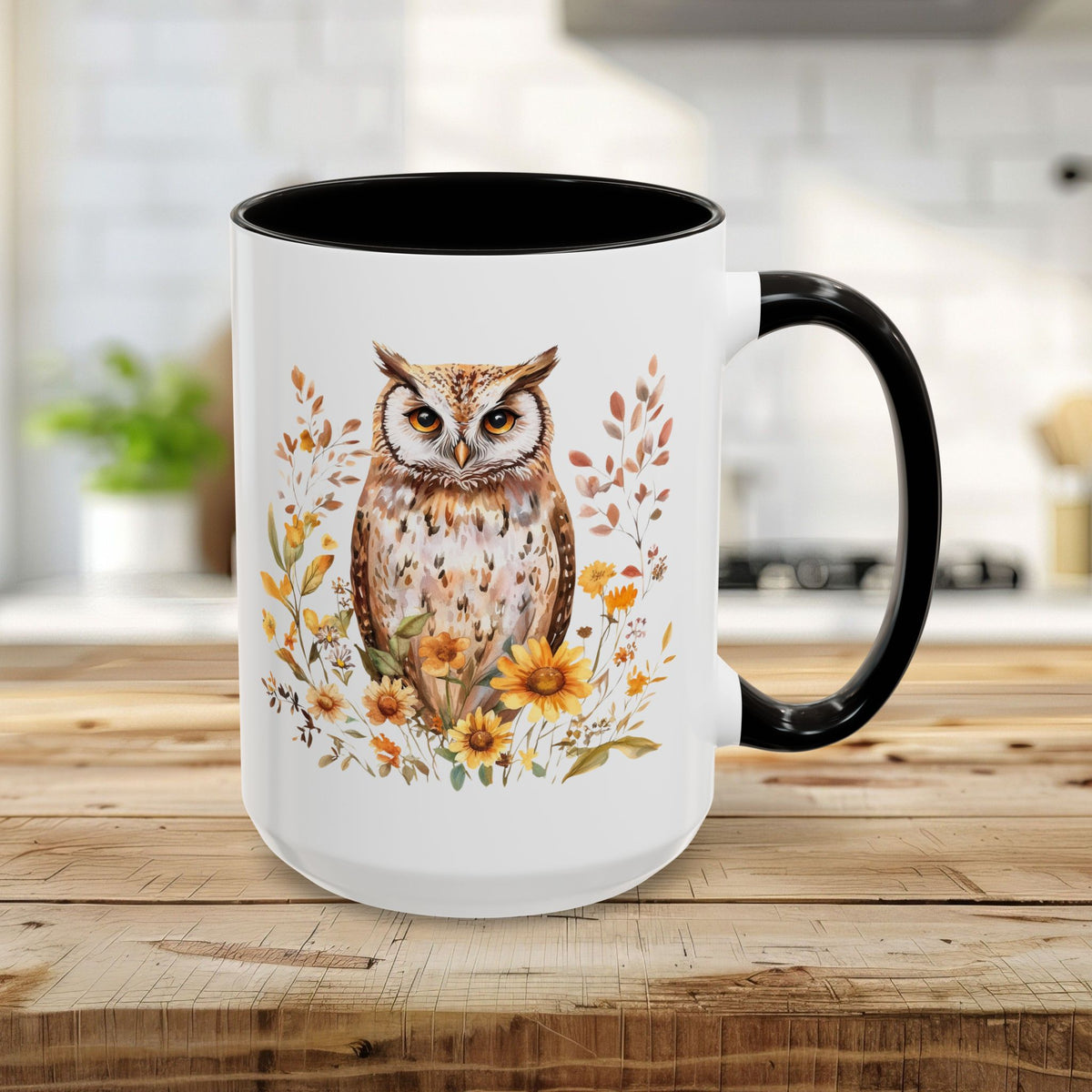Rustic Autumn Owl Floral Mug (11/15oz)