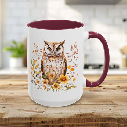 Rustic Autumn Owl Floral Mug (11/15oz)