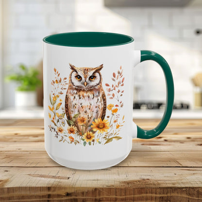 Rustic Autumn Owl Floral Mug (11/15oz)