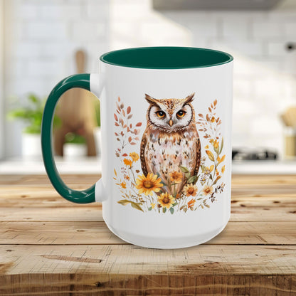 Rustic Autumn Owl Floral Mug (11/15oz)