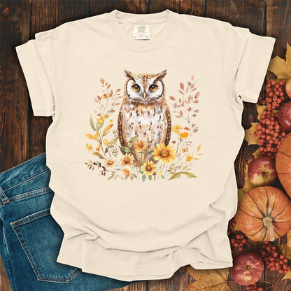 Rustic Autumn Owl Floral T-Shirt