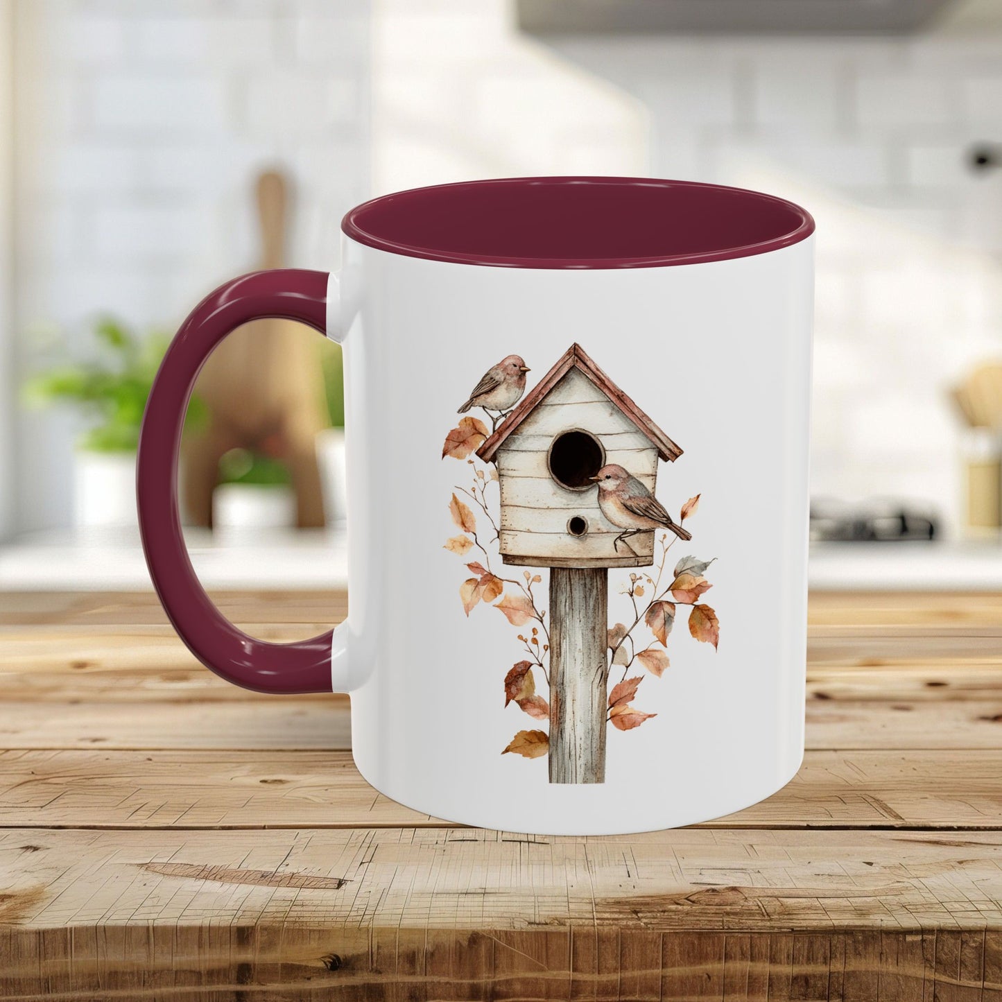 Rustic Birdhouse & Fall Leaves Mug (11/15oz)