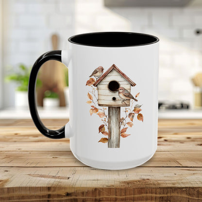 Rustic Birdhouse & Fall Leaves Mug (11/15oz)