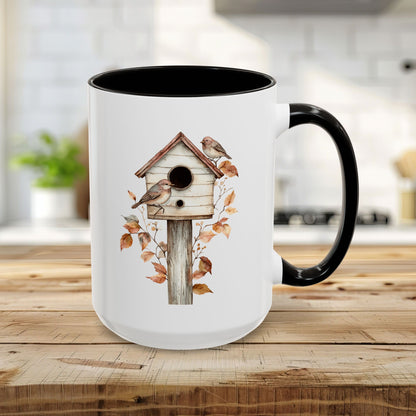 Rustic Birdhouse & Fall Leaves Mug (11/15oz)