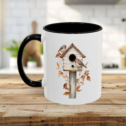 Rustic Birdhouse & Fall Leaves Mug (11/15oz)