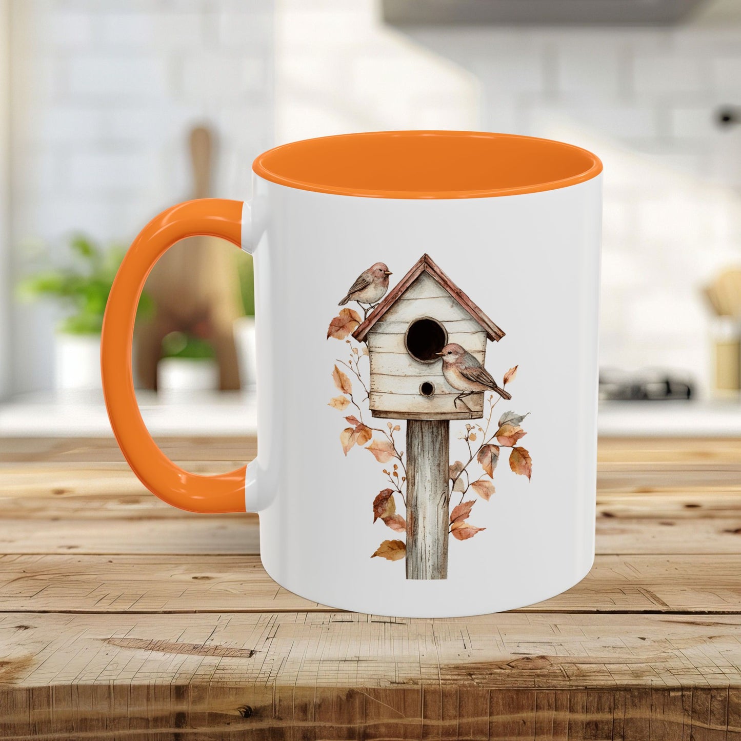 Rustic Birdhouse & Fall Leaves Mug (11/15oz)