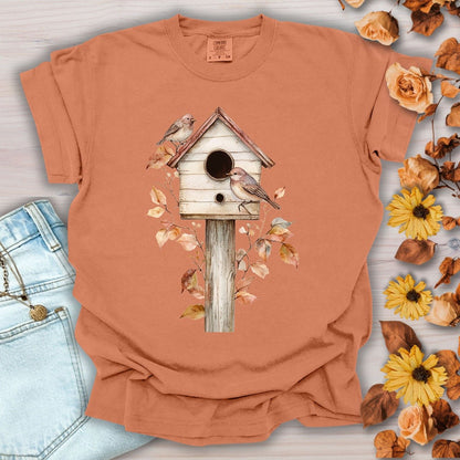 Rustic Birdhouse & Fall Leaves T-Shirt